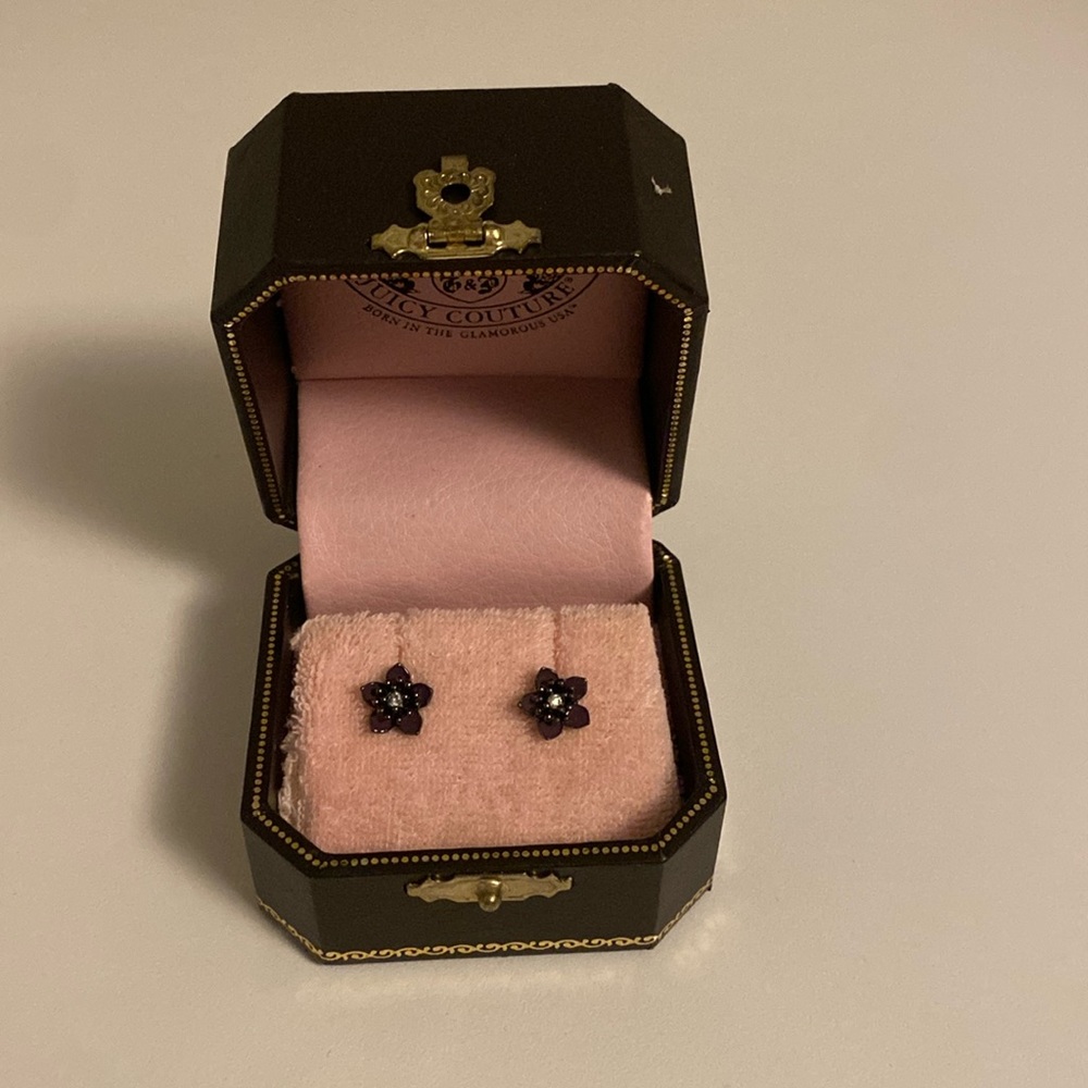 Juicy Couture purple flower stud earrings